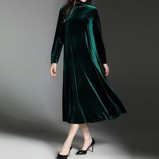 Long-sleeve A-line Midi Cocktail Dress
