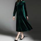 Long-sleeve A-line Midi Cocktail Dress