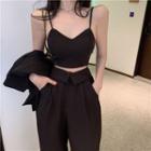 Cropped Camisole Top / High Waist Wide Leg Pants
