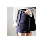 Pocket-side Belted Mini Wrap Skirt