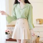 Flared-cuff Blouse / A-line Skirt