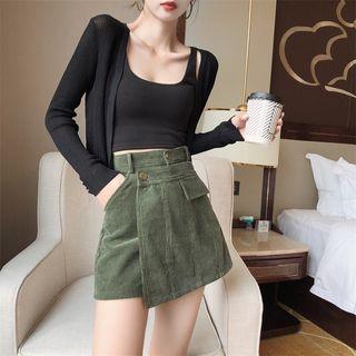 Asymmetric Corduroy Skort