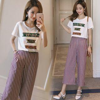 Nursery Set: Zip T-shirt + Striped Pants