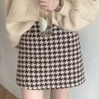Houndstooth A-line Skirt / Plain Sweater