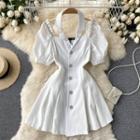 Off-shoulder Halter Puff-sleeve Dress