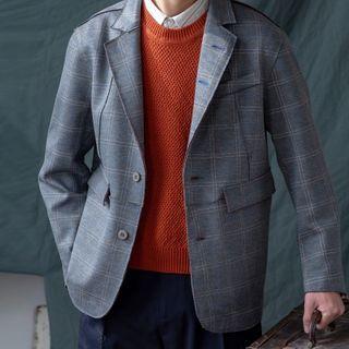 Gingham Knit Blazer