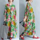 Floral Print 3/4-sleeve A-line Maxi Dress