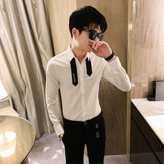 Lettering Neck Tie Shirt