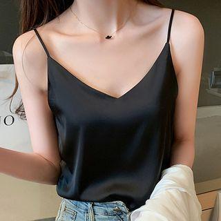V-neck Plain Silky Camisole Top