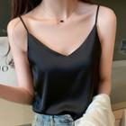 V-neck Plain Silky Camisole Top