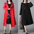 Hooded Frog Button Long Jacket