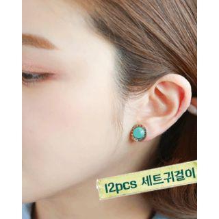 Antique Ball / Triangle / Round Earring Set (12 Pcs)