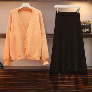 Cardigan / Knit A-line Skirt