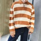 Placket Color Block Sweater