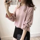 Faux Pearl-accent Long-sleeved Blouse
