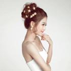 Bridal Set: Faux Pearl Hair Pin + Hair Clip + Clip-on Earrings