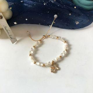 Unicorn Rhinestone Alloy Bracelet 1 Pc - Gold & White - One Size