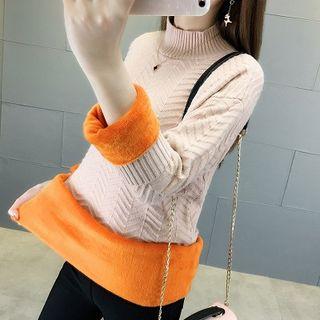 Mock Neck Herringbone Sweater