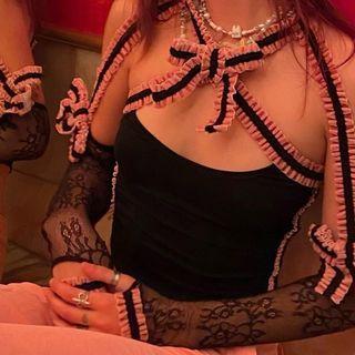 Cross-strap Lace-panel Camisole Top