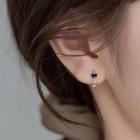 Heart Hoop Earring 1 Pair - Black & Silver - One Size