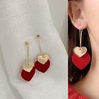 Alloy Heart Dangle Earring 1 Pair - Earring - Love Heart - One Size