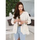 Zip-up Striped Linen Blend Jacket