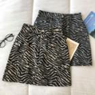 Zebra Print High-waist A-line Skirt