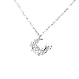 Moon Rhinestone Pendant Alloy Necklace Necklace - Silver - One Size