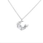 Moon Rhinestone Pendant Alloy Necklace Necklace - Silver - One Size