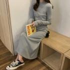 Plain Long-sleeve One Piece