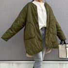 Quilted Button-up Jacket Green - One Size