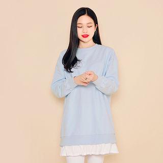 Round-neck Frilled-hem Pullover
