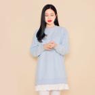 Round-neck Frilled-hem Pullover