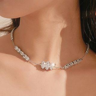 Rhinestone Choker 1 Pc - Silver - One Size