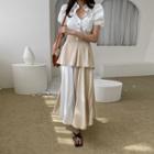 Set: Puff-sleeve Shirt + Belted Peplum Skirt
