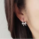 Bow Rhinestone Alloy Dangle Earring 1 Pair - Clip On Earring - Silver - One Size
