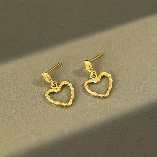 Textured Heart Drop Earring