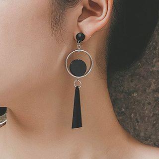 Asymmetric Hoop Drop Earring 925 Sterling Silver - One Size