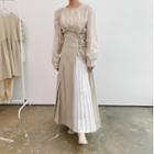 Pleat-panel Maxi Wrap Skirt