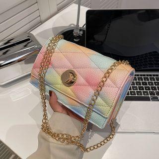 Tie-dyed Quilted Flap Crossbody Bag