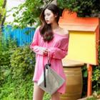 Long Sleeve Scoop-neck Slit T-shirt