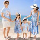 Family Matching Sleeveless Midi A-line Dress / Drawstring Shorts / Short-sleeve T-shirt / Light Jacket / Denim Shorts / Set