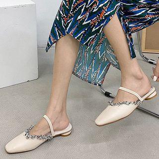 Faux Pearl Low Heel Slingback Sandals