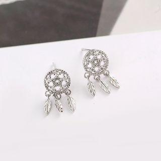 925 Sterling Silver Dream Catcher Dangle Earring Stud Earring - Dream Catcher - One Size