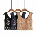 Embroidered Sleeveless Cropped Vest