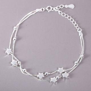 Rhinestone Star Bracelet 925 Silver - Silver - One Size