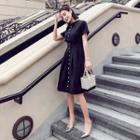 Short-sleeve Single-breasted A-line Dress