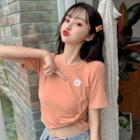 Short-sleeve Floral Twisted T-shirt