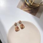 Glaze Panel Dangle Earring 1 Pair - Gold & Brown - One Size
