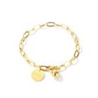 Simple Fashion Plated Gold Geometric Round 316l Stainless Steel Bracelet Golden - One Size